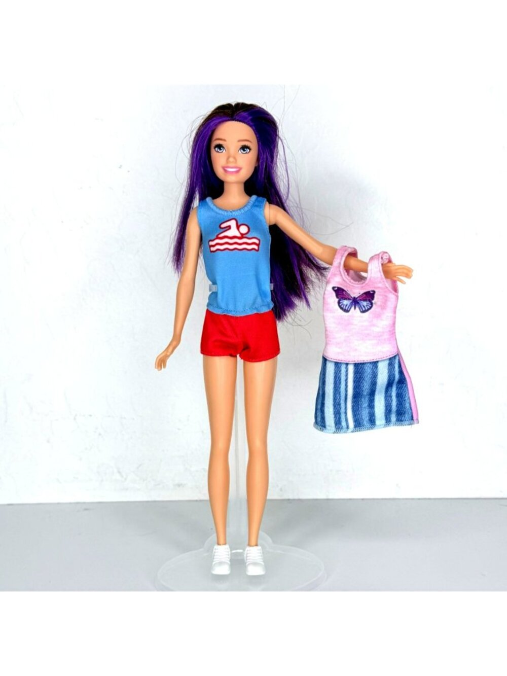 Barbie Skipper First Jobs Waterpark Doll HKD80 Purple Hair Extra Dress